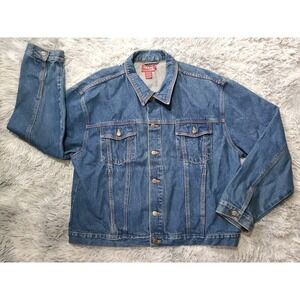VTG Chaps Ralph Lauren Denim Trucker Jacket Mens XXL Western Barn Coat Y2K